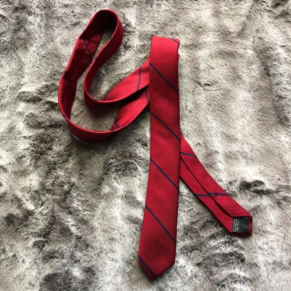 2x Tie Bar Delta Stripe Ties, super skinny, silk - Picture 2 of 15